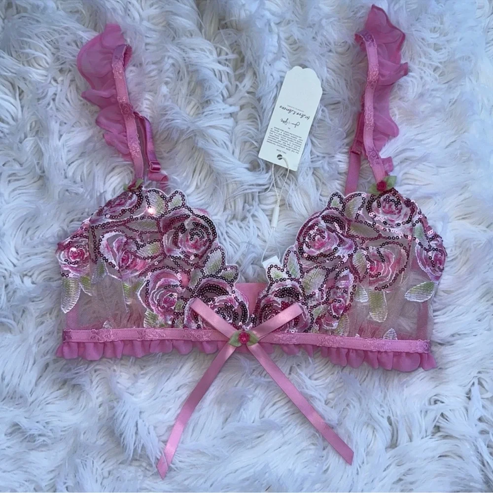 For Love & Lemons • Doreen Sequin Frilly Rose Bralette - Picture 7 of 15